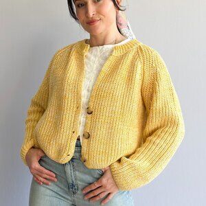 Sadie and Sage Brand Yellow Chunky Knit Cardigan